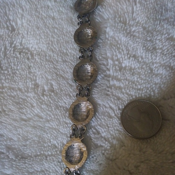 🚫SOLD🚫Vintage Silver Plated Bracelet w/Green💚 - Picture 5 of 5